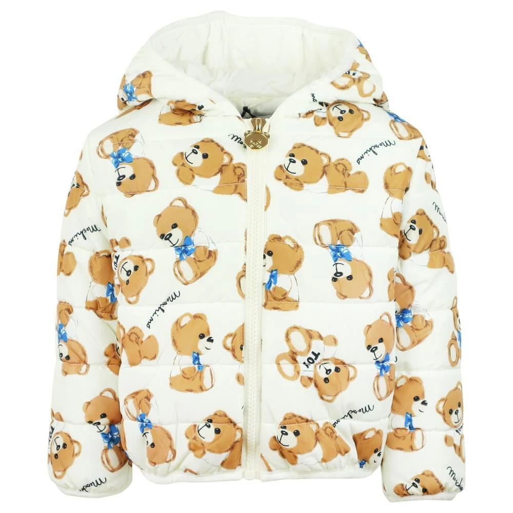 商品Moschino|Ivory Teddy Pattern Hooded Infant Puffer Jacket,价格¥882,第1张图片