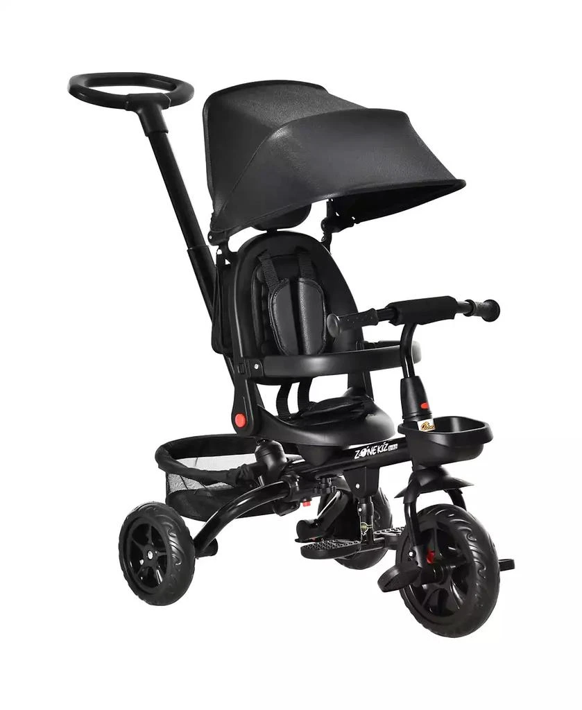 商品Qaba|4 in 1 Adjustable Baby Tricycle w/ Removable Handle, Brake, Cover,价格¥774,第1张图片