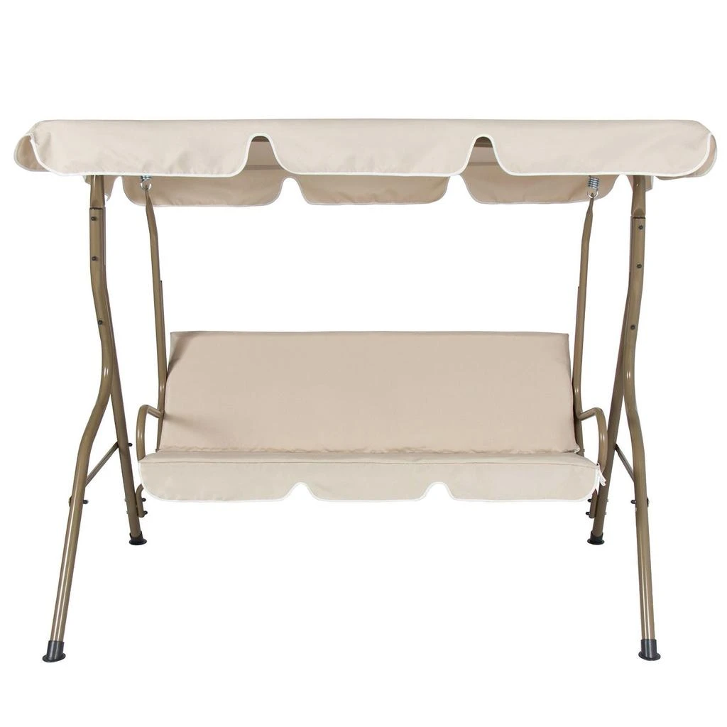商品Hivvago|Outdoor Porch Swing Patio Deck Glider with Canopy in Beige,价格¥2659,第1张图片