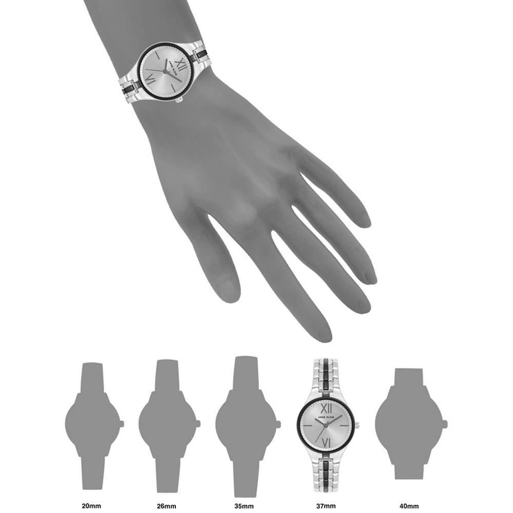 Women's Silver-Tone Alloy with Black Accent Bracelet Watch 37mm商品第4张图片规格展示