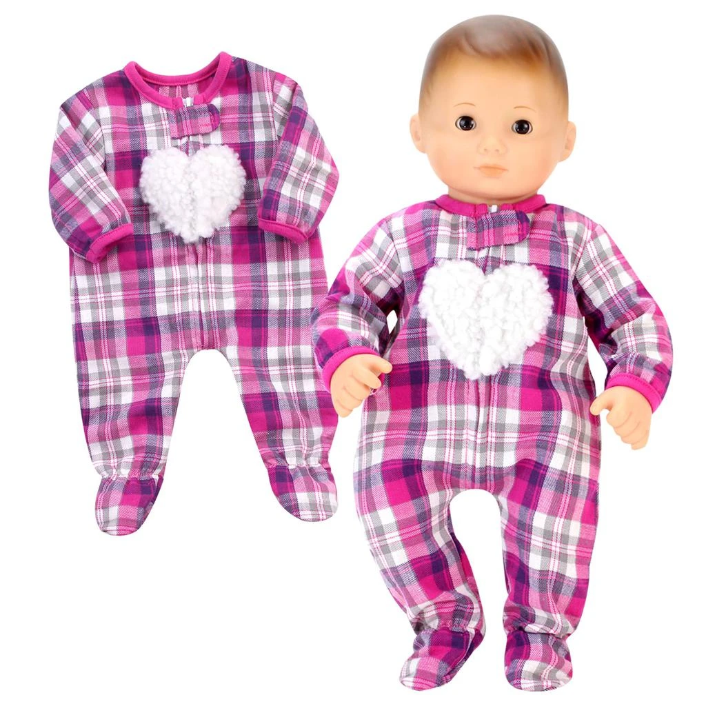 商品Teamson|Sophia’s Flannel Sleeper with Sherpa Heart Design for 15'' Dolls, Hot Pink,价格¥157,第3张图片详细描述