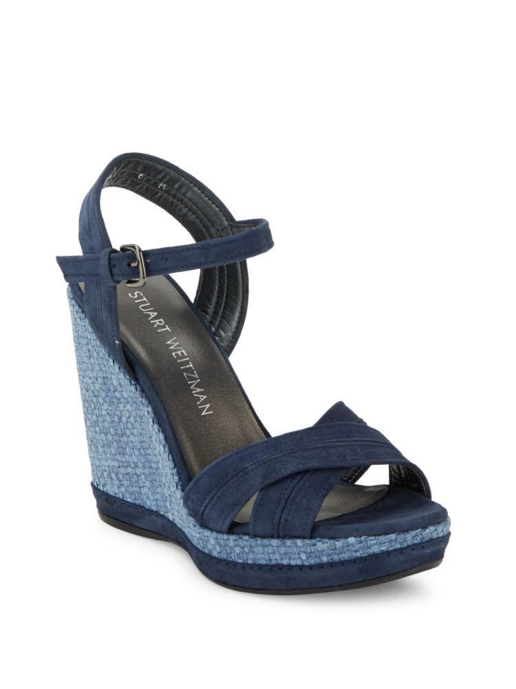 商品Stuart Weitzman|Elevate Open-Toe Wedge Sandals,价格¥708,第1张图片