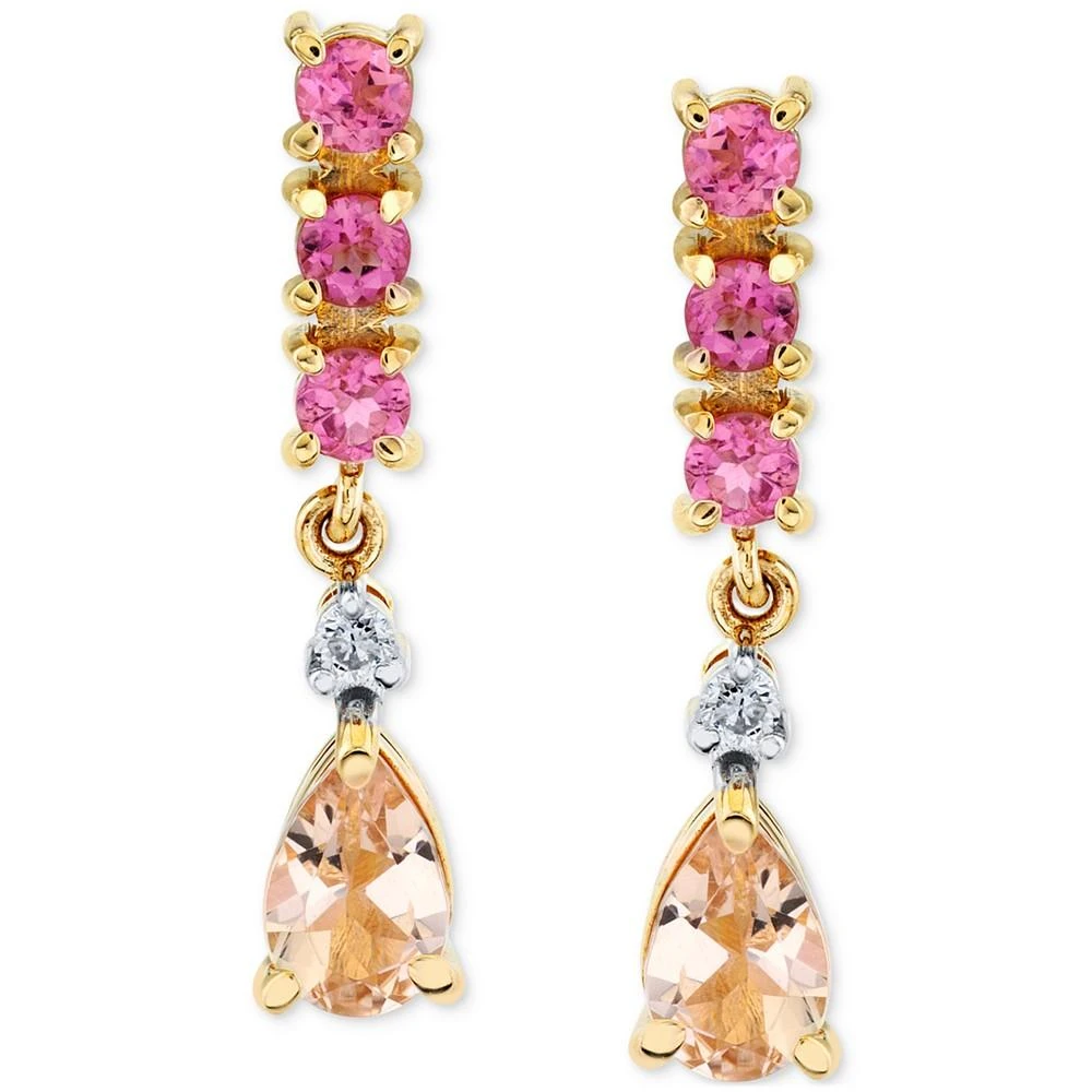 商品Macy's|Multi-Gemstone (1-1/4 ct. t.w.) & Diamond (1/20 ct. t.w.) Drop Earrings in 14k Gold,价格¥7359,第3张图片详细描述