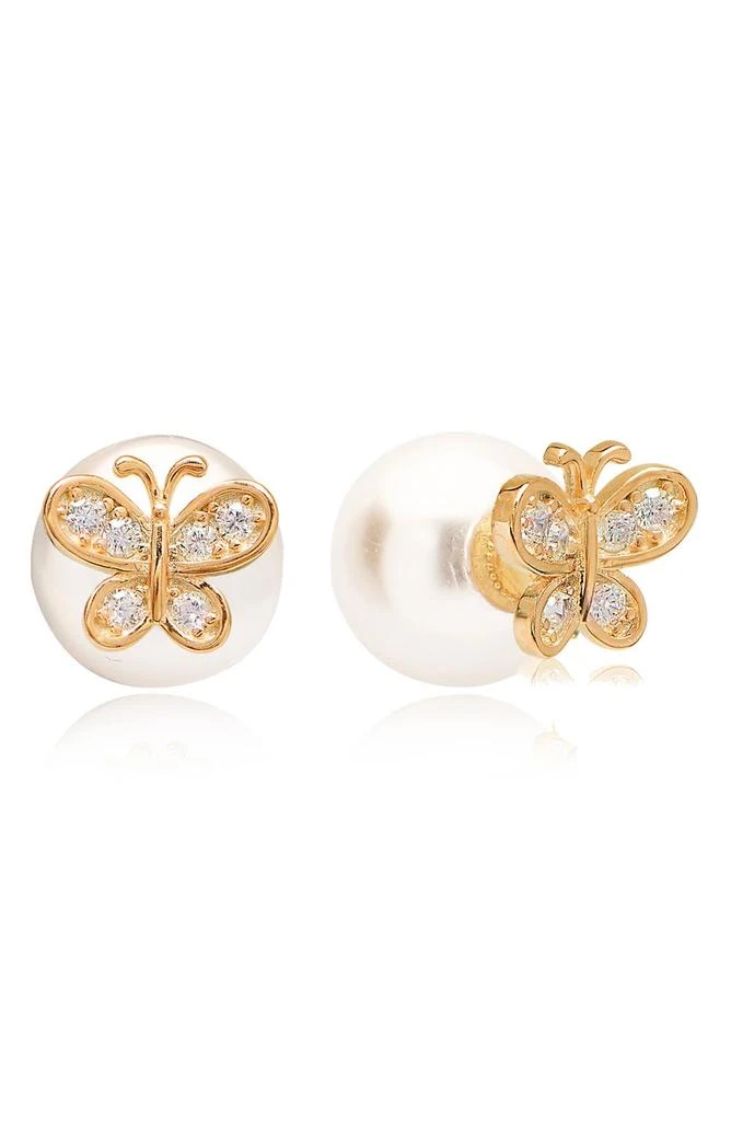 商品Gabi Rielle|Dazzling Delights CZ Butterfly & Imitation Pearl Front/Back Earrings,价格¥585,第1张图片