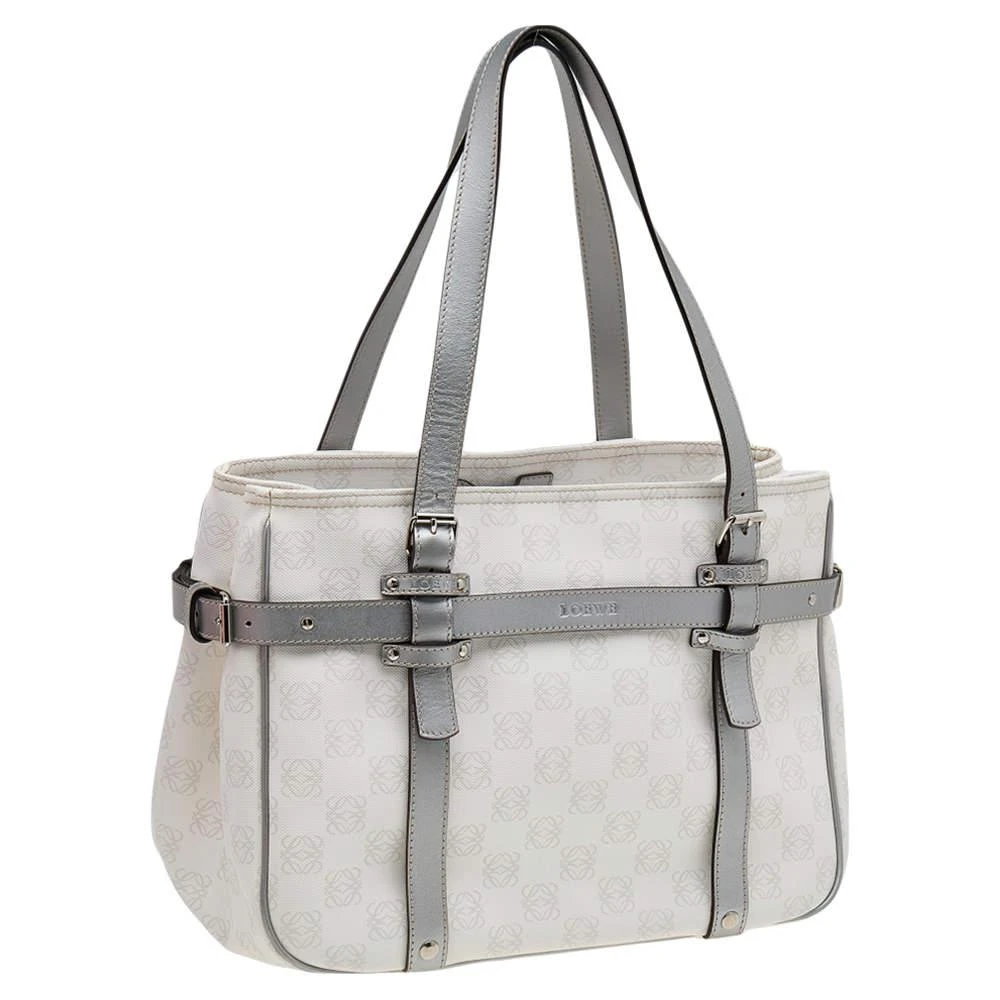 商品Loewe|Loewe White/Grey Anagram PVC and Leather Tote,价格¥2928,第3张图片详细描述