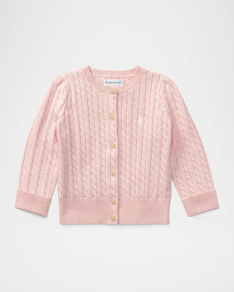 商品Ralph Lauren|Cable Knit Cotton Cardigan, Size 3-12 Months,价格¥384,第1张图片