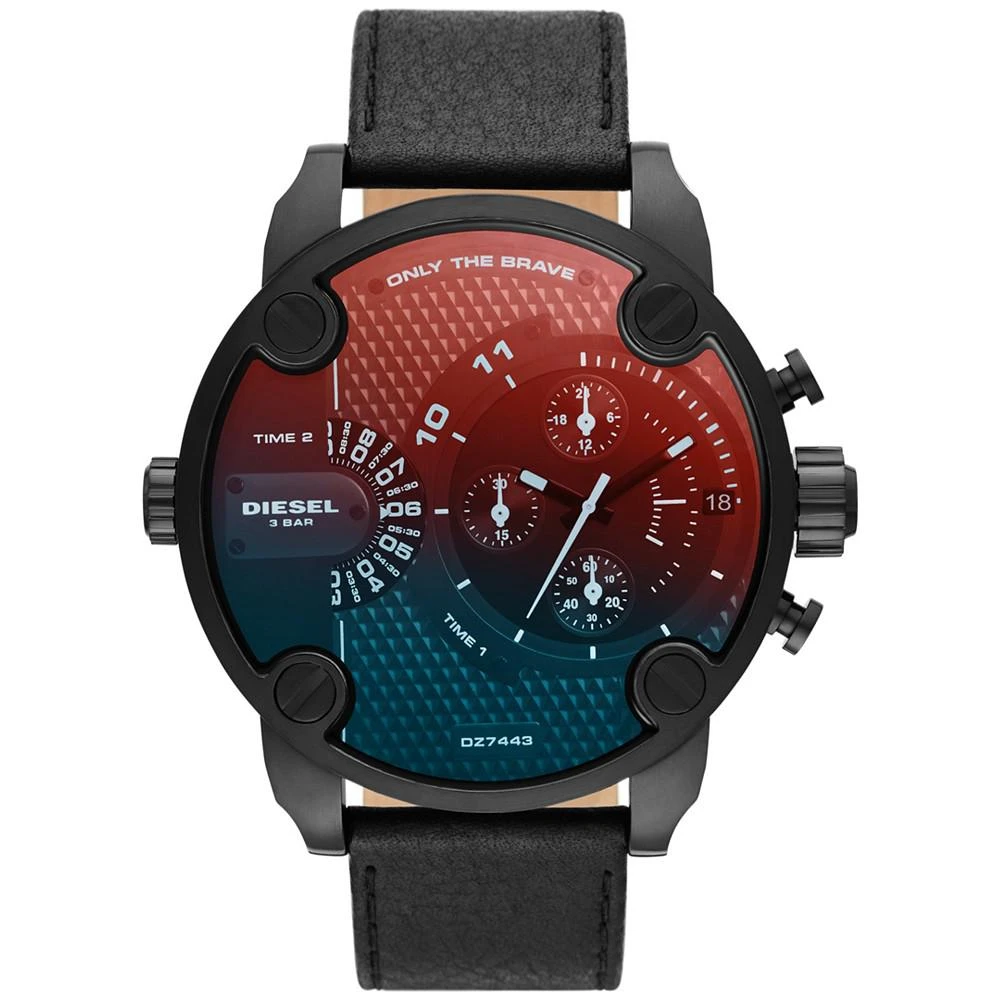 商品Diesel|Men's Chronograph Little Daddy Black Leather Strap Watch 51mm,价格¥1204,第1张图片