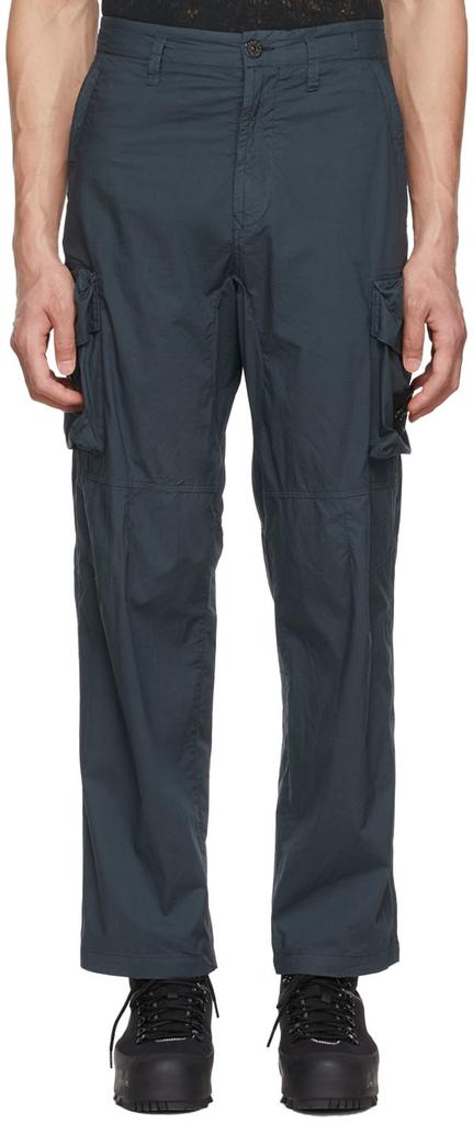 Blue Cotton Cargo Pants商品第1张图片规格展示