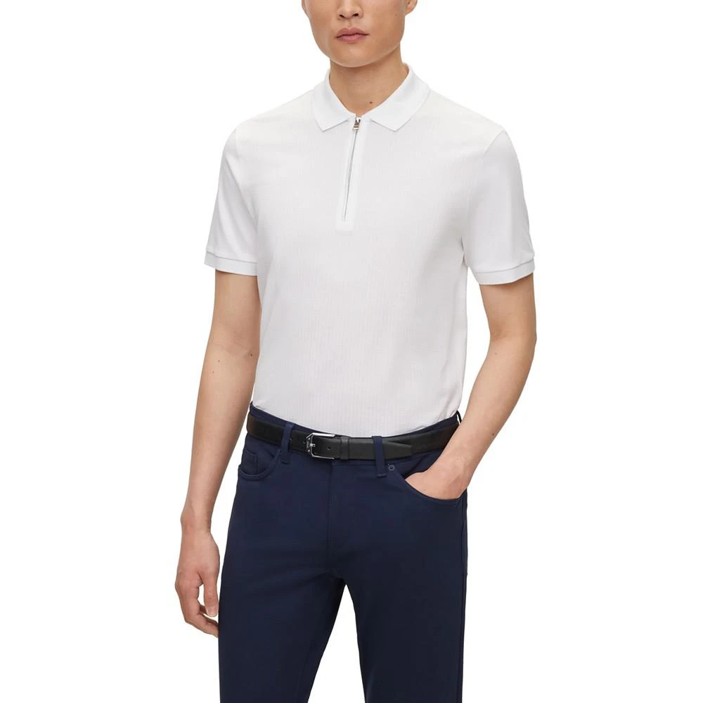 商品Hugo Boss|Men's Zip Placket Slim-Fit Polo Shirt,价格¥767,第1张图片