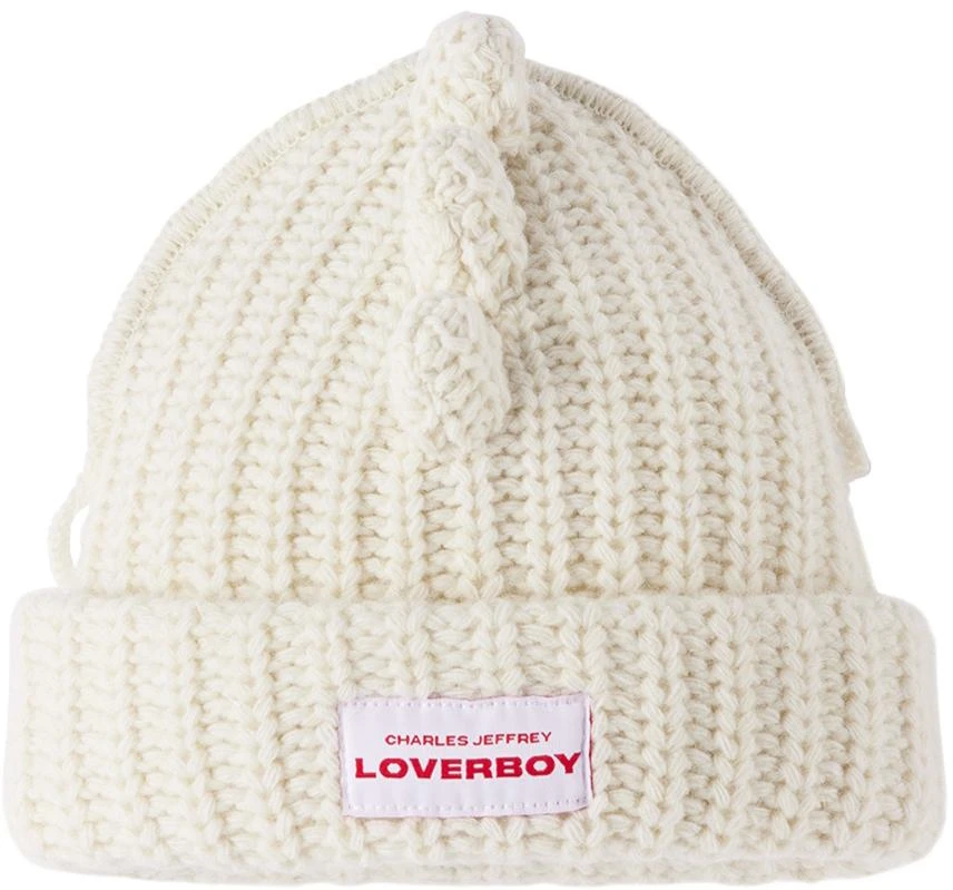 商品Charles Jeffrey Loverboy|SSENSE Exclusive Baby Off-White Chunky Spikes Beanie,价格¥407,第1张图片