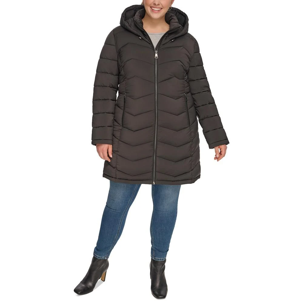 商品Calvin Klein|Women's Plus Size Hooded Packable Puffer Coat, Created for Macy's,价格¥1902,第1张图片