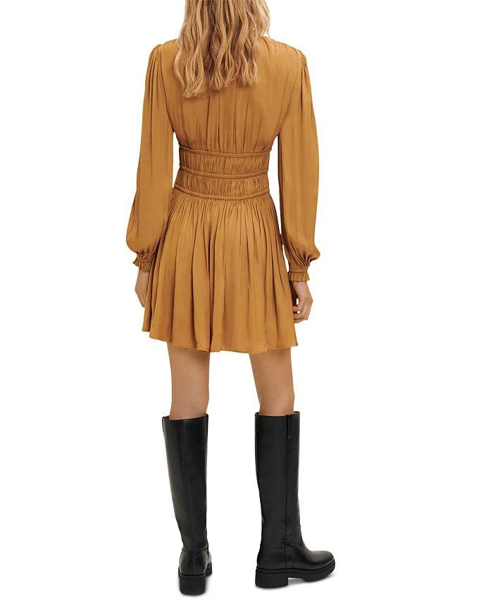 商品Maje|Rianne Smocked Satin Dress,价格¥1312,第2张图片详细描述