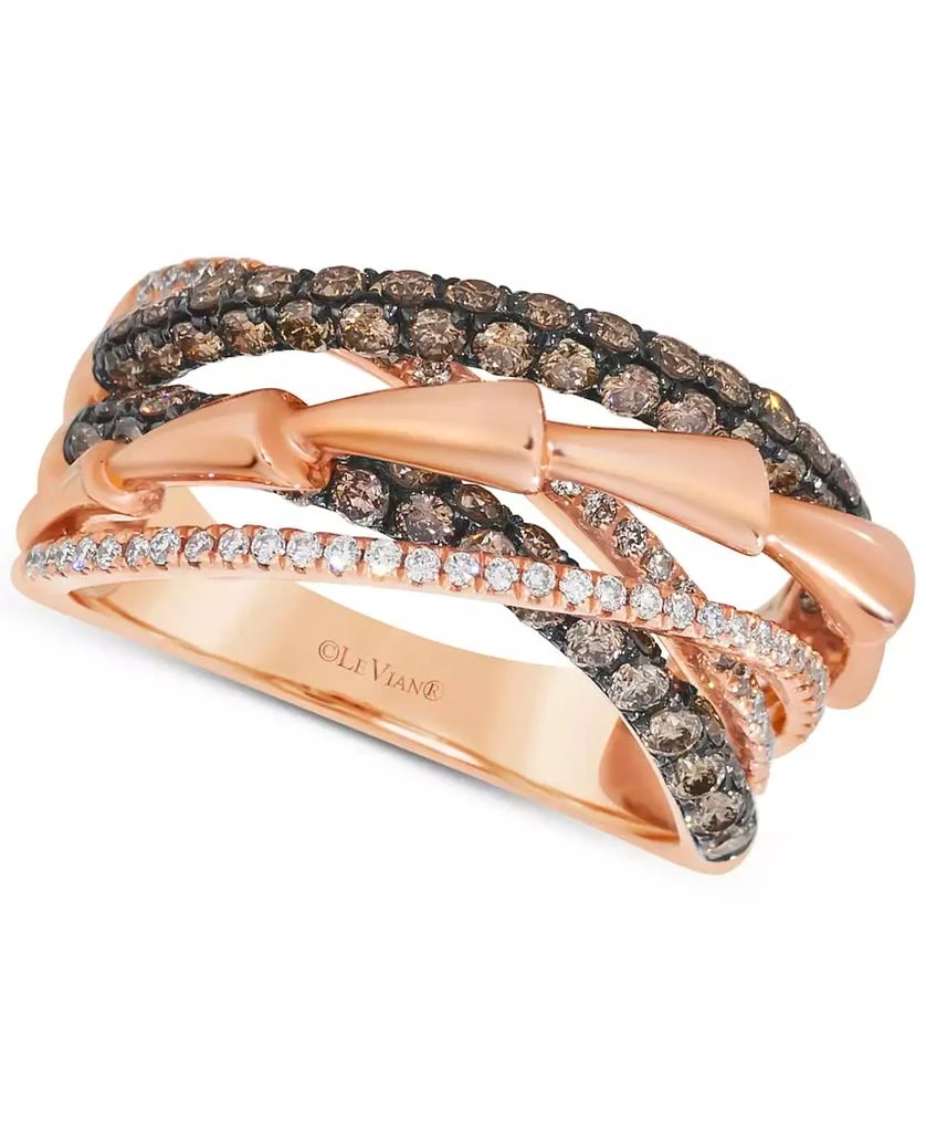 商品Le Vian|Chocolatier® Diamond Crossover Multi-Row Ring (1-1/3 ct. t.w.) in 14k Rose Gold,价格¥12721,第1张图片