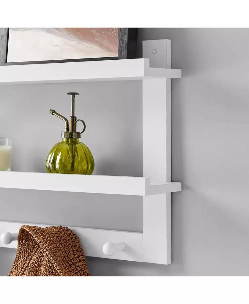商品Danya B|Two-Tier Ledge Shelf Wall organizer with Five Hanging Hooks,价格¥251,第5张图片详细描述