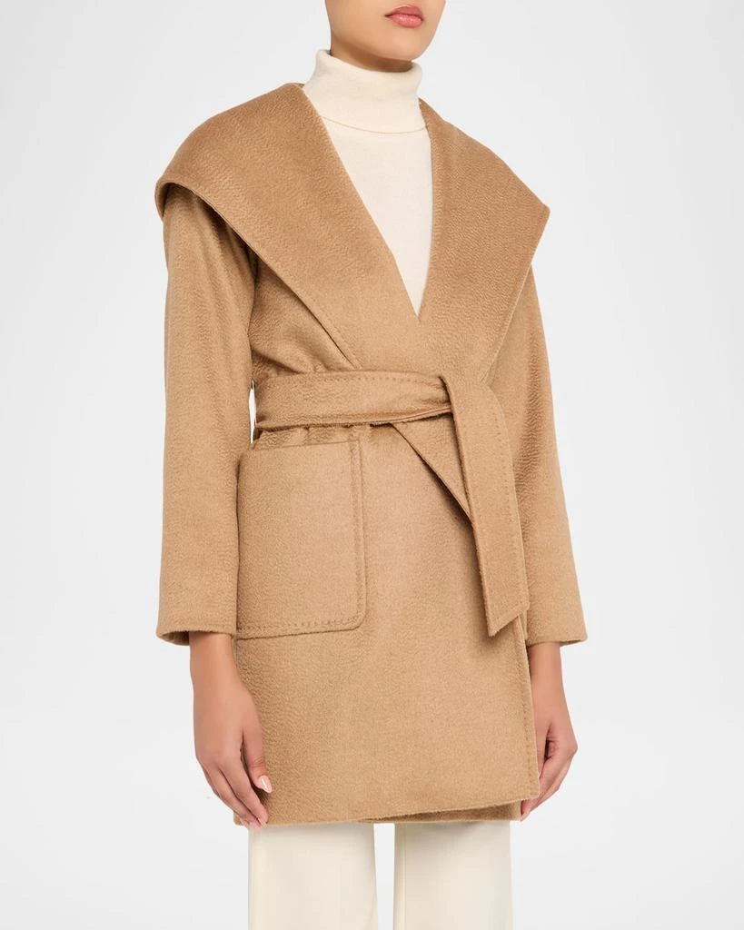 商品Max Mara|Rialto Camel Hair Belted Short Hooded Coat,价格¥27620,第4张图片详细描述