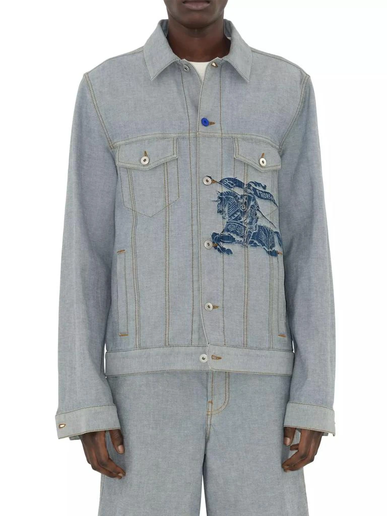 商品Burberry|EKD Denim Button-Front Shirt Jacket,价格¥6706,第3张图片详细描述