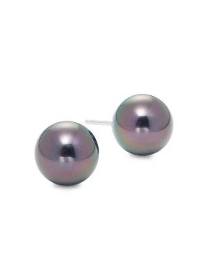 商品BELPEARL|14K White Gold & 9MM Tahitian Pearl Stud Earrings,价格¥1755,第1张图片