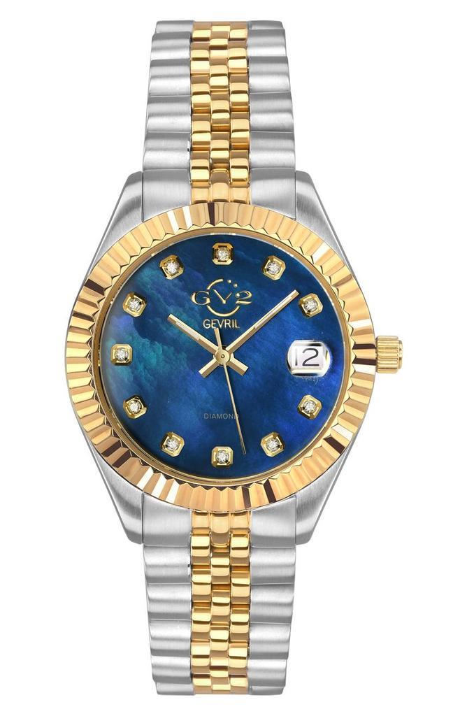 商品Gevril|GV2 Naples Two-tone Diamond Quartz Bracelet Watch, 34mm,价格¥3379,第1张图片