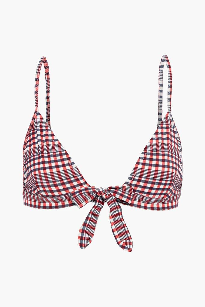 商品Ganni|Gingham seersucker triangle bikini top,价格¥142,第1张图片