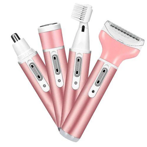 商品Fresh Fab Finds|4 In 1 Women Electric Shaver Painless Rechargeable Hair Remover Eyebrow Nose Hair Cordless Trimmer Set Hair Exfoliation Pink,价格¥259,第1张图片