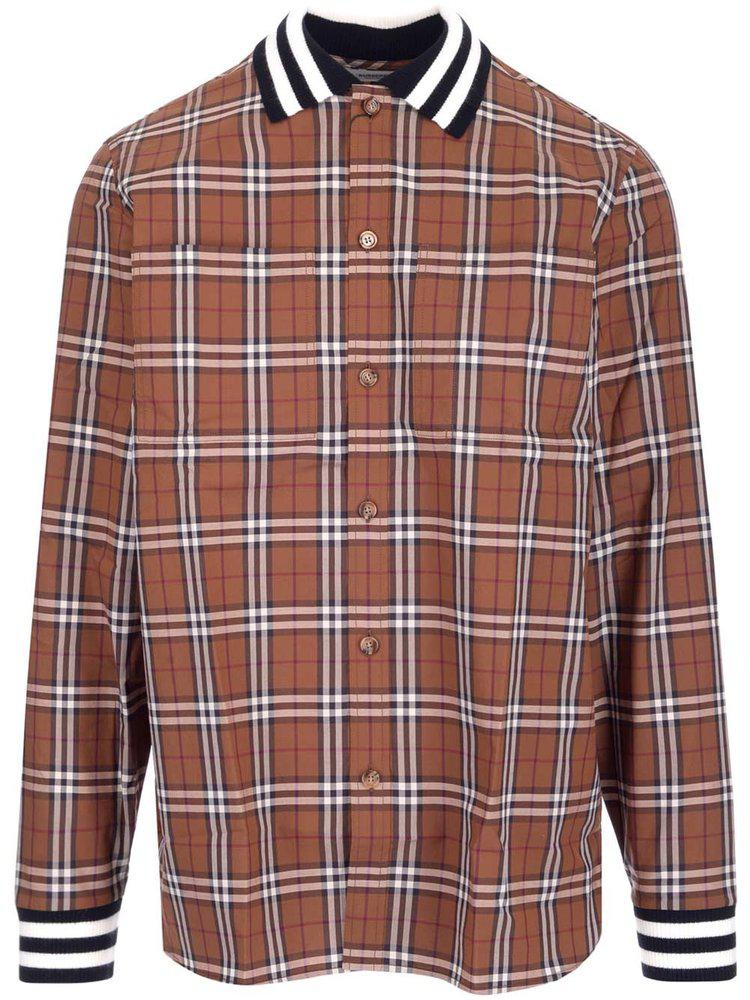 Burberry Checked Print Long-Sleeved Shirt商品第1张图片规格展示