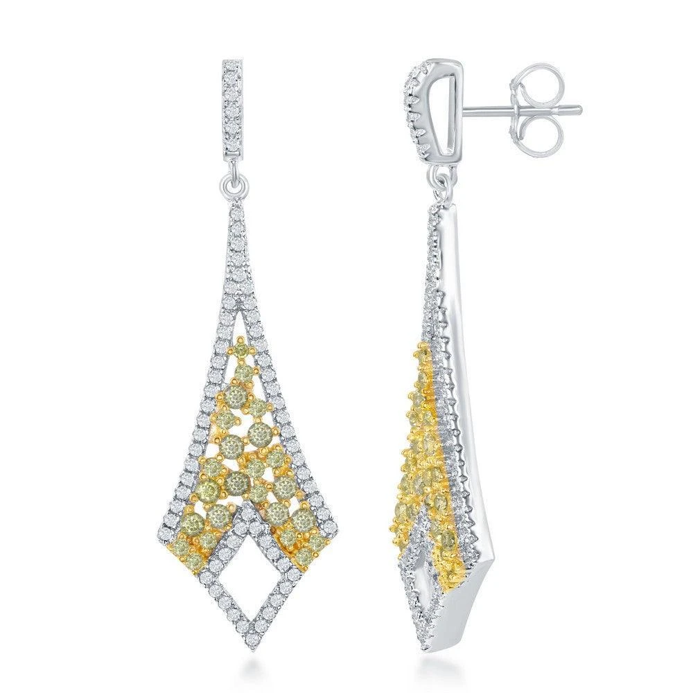 商品Classic|Sterling Silver Gold Plated Long Yellow CZ Earrings,价格¥562,第1张图片