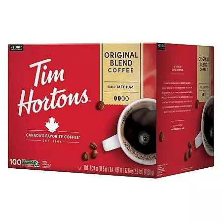 商品Tim Hortons|Tim Hortons Premium Medium Roast K-Cup Coffee Pods, Original Blend, 100 ct.,价格¥369,第3张图片详细描述