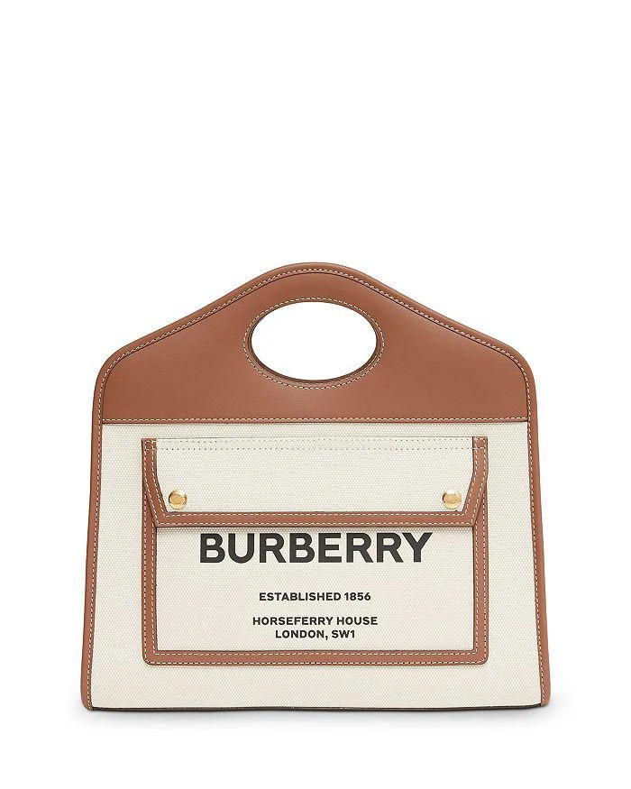 商品Burberry|Small Leather Pocket Tote Bag,价格¥14155,第1张图片