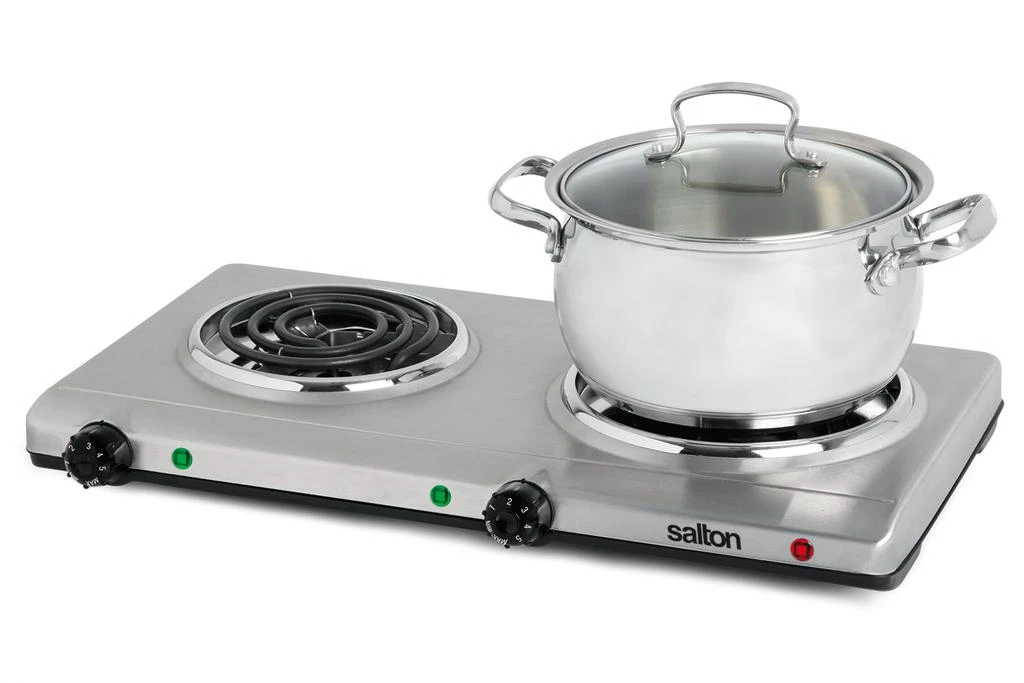 商品Salton|Portable Double Cooktop  - Stainless Steel,价格¥551,第2张图片详细描述
