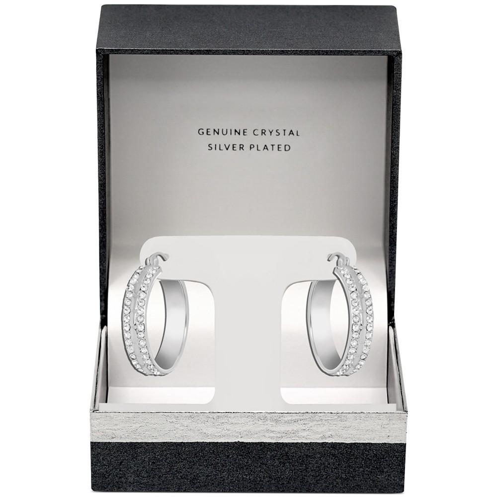 商品Essentials|Essentials Crystal Small Double Row Hoop Earrings in Silver-Plate, 0.76",价格¥186,第5张图片详细描述