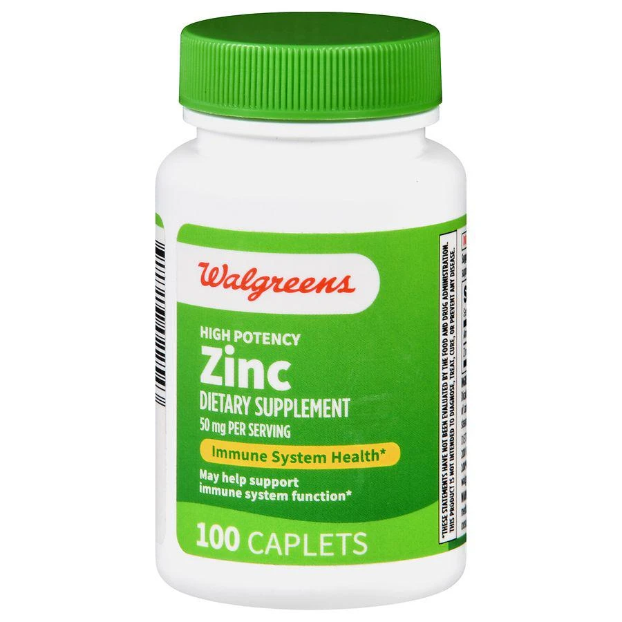 商品Walgreens|High Potency Zinc 50 mg Caplets (100 days),价格¥50,第1张图片