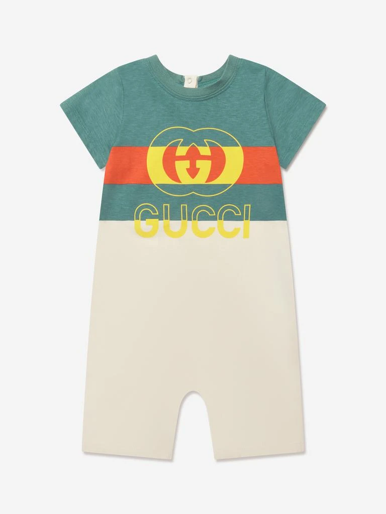 商品Gucci|Baby Boys Logo Romper in Green,价格¥1938,第1张图片