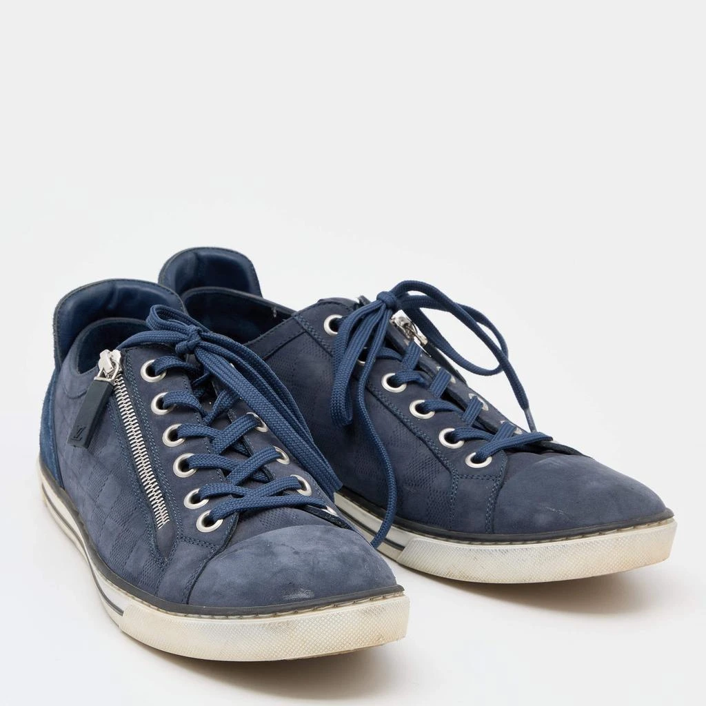 商品[二手商品] Louis Vuitton|Louis Vuitton Blue Damier Nubuck Leather and Suede Aventure Zip Up Sneakers Size 43,价格¥2498,第4张图片详细描述