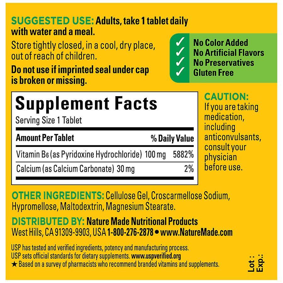 商品Nature Made|Vitamin B6 100 mg Tablets,价格¥112,第5张图片详细描述