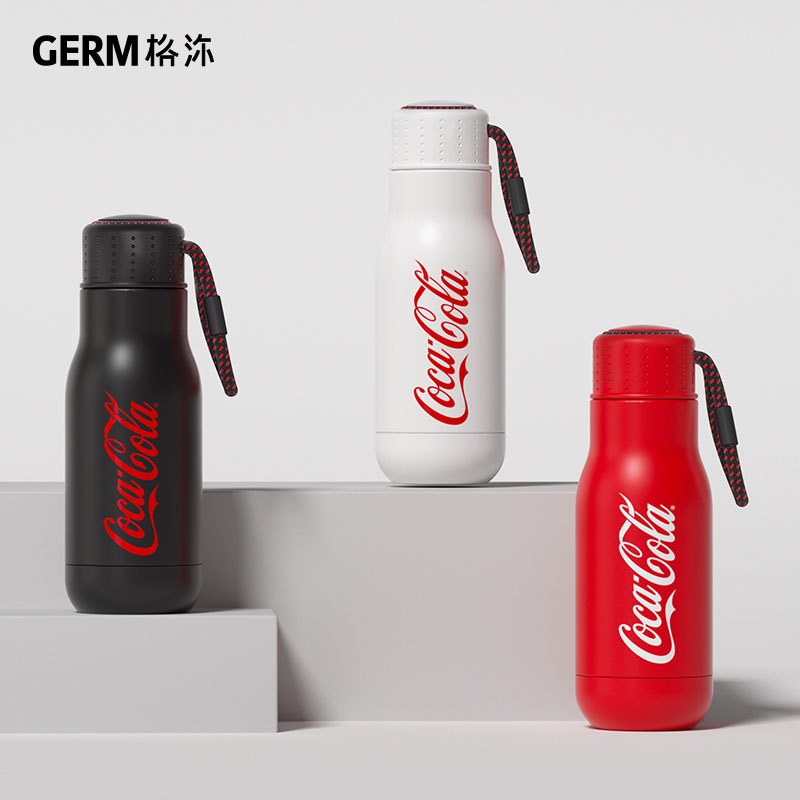 日本GERM格沵 可口可乐联名款运动杯 保温杯 350ML（红/白/黑色） 商品第6张图片规格展示