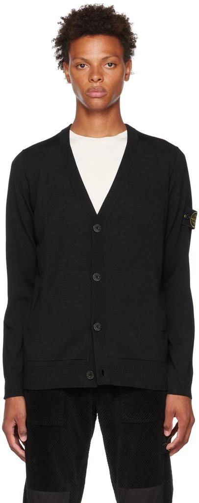 商品Stone Island|Black Detachable Patch Cardigan,价格¥2879,第1张图片