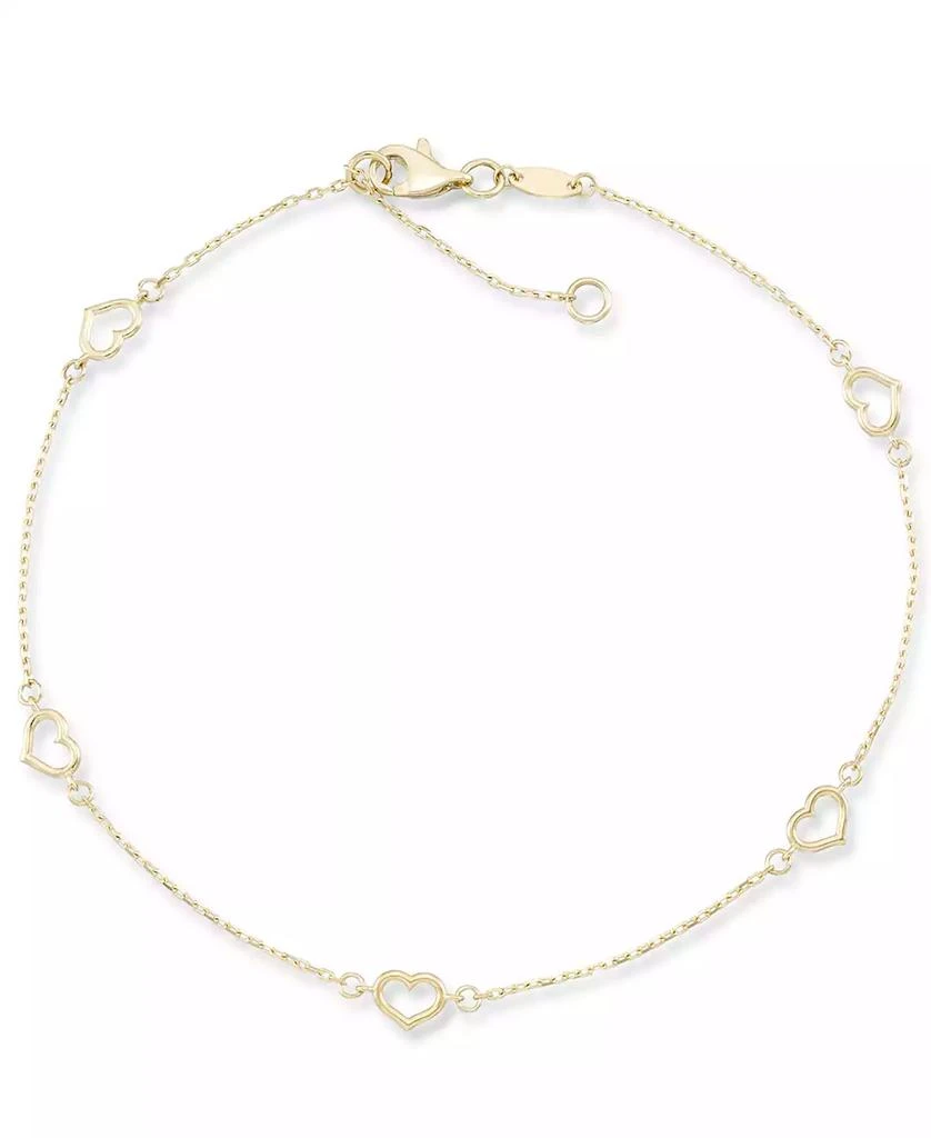 商品Macy's|Polished Open Heart Ankle Bracelet in 10k Gold,价格¥2532,第1张图片