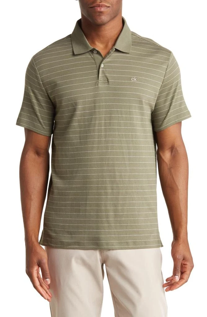 商品Calvin Klein|Liquid Fine Stripe Short Sleeve Polo,价格¥171,第1张图片