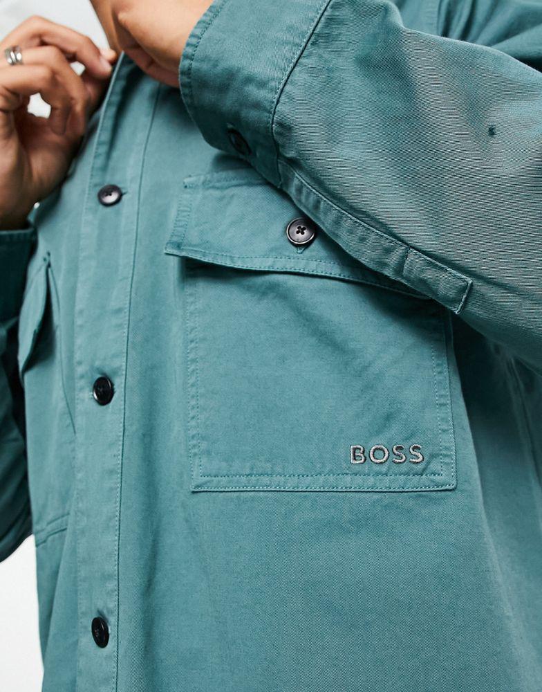 BOSS Orange Lovvo long sleeve shirt in open green商品第2张图片规格展示