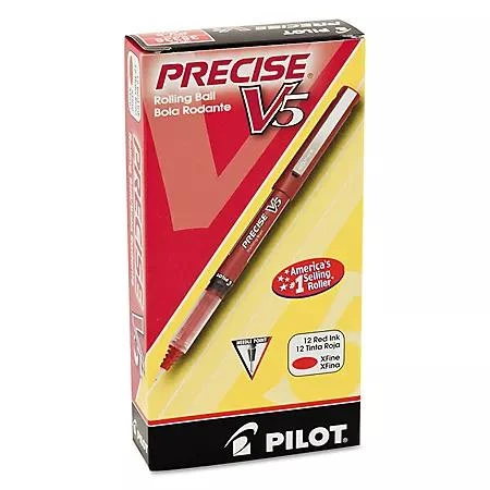 商品Pilot|Pilot Precise V5 Roller Ball Precision Point Stick Pens, Extra-Fine, Red, 12 ct.,价格¥111,第2张图片详细描述