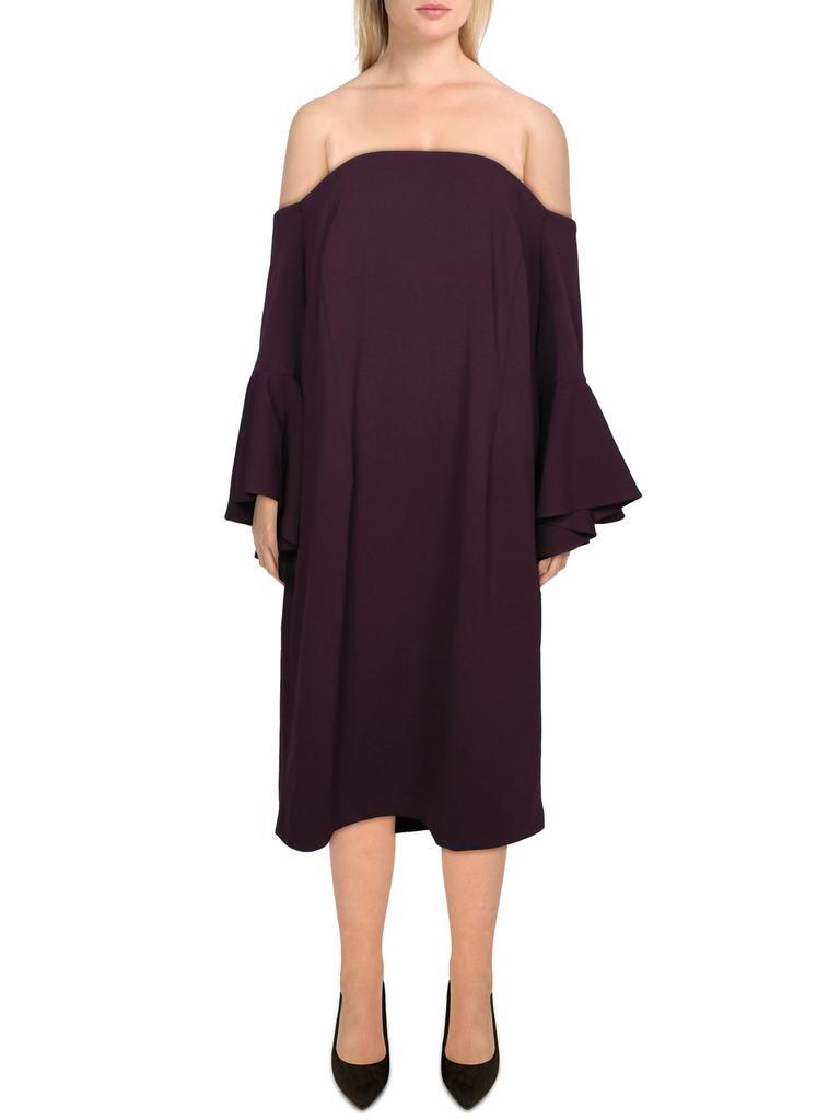 商品Calvin Klein|Plus Womens Off-The-Shoulder Daytime Sheath Dress,价格¥187,第1张图片
