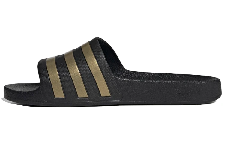 商品[国内直发] Adidas|adidas Adilette Aqua 外穿 一体成型 休闲 橡胶底 防滑一字拖鞋 男女同款 黑金,价格¥196,第1张图片