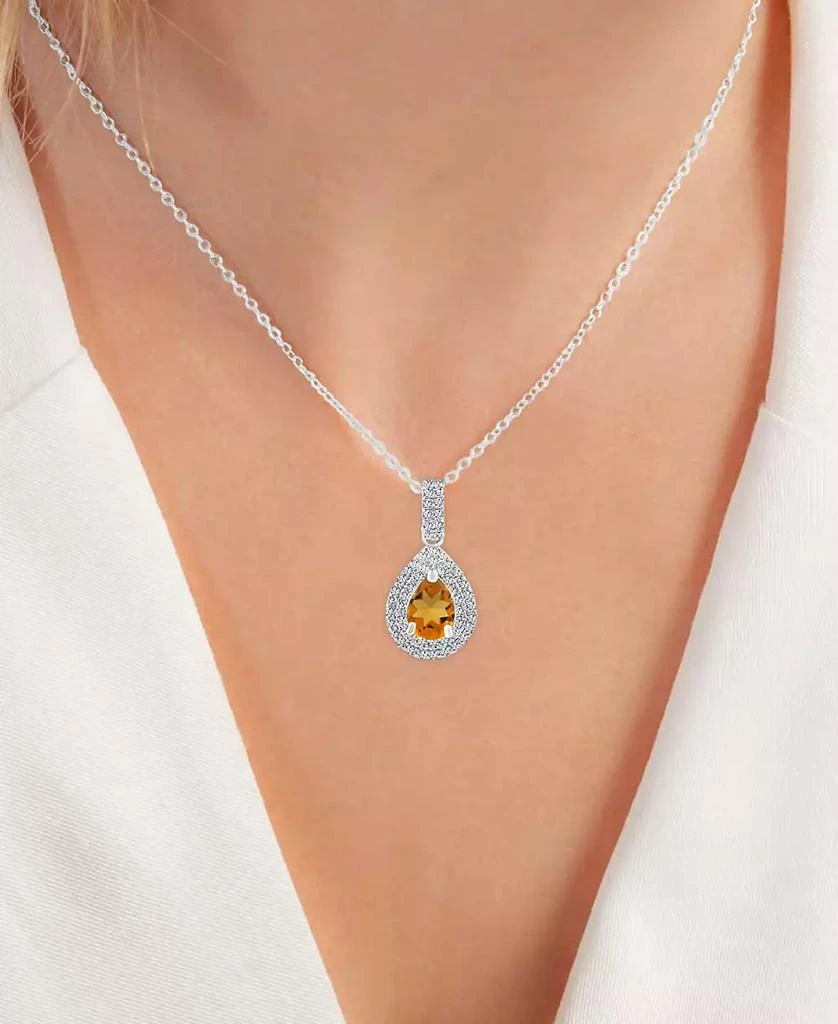 商品Macy's|2-Pc. Set Citrine (1-7/8 ct. t.w.) & Lab-Grown White Sapphire (1 ct. t.w.) Teardrop Halo Pendant Necklace & Matching Stud Earrings in Sterling Silver,价格¥430,第2张图片详细描述