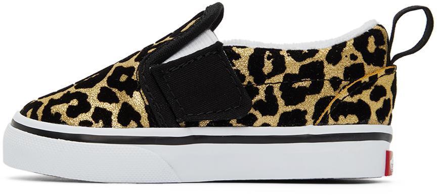 Baby Black & Gold Leopard Slip-On V Sneakers商品第3张图片规格展示
