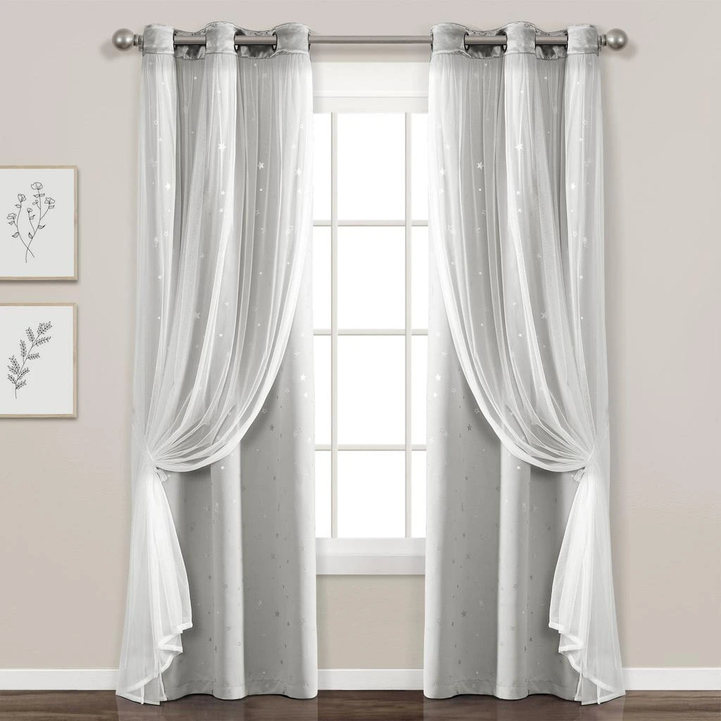 商品Lush Decor|Star Sheer Insulated Grommet Blackout Curtain Panel Set,价格¥456,第1张图片
