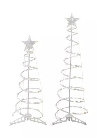 商品Northlight|Set Of 2 Led Lighted Warm White Outdoor Spiral Christmas Cone Trees 3  4,价格¥591,第1张图片