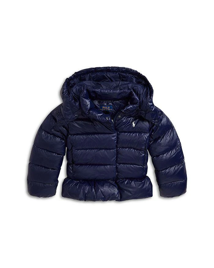 商品Ralph Lauren|Girls' Down Hooded Peplum Jacket - Little Kid,价格¥1393,第1张图片详细描述