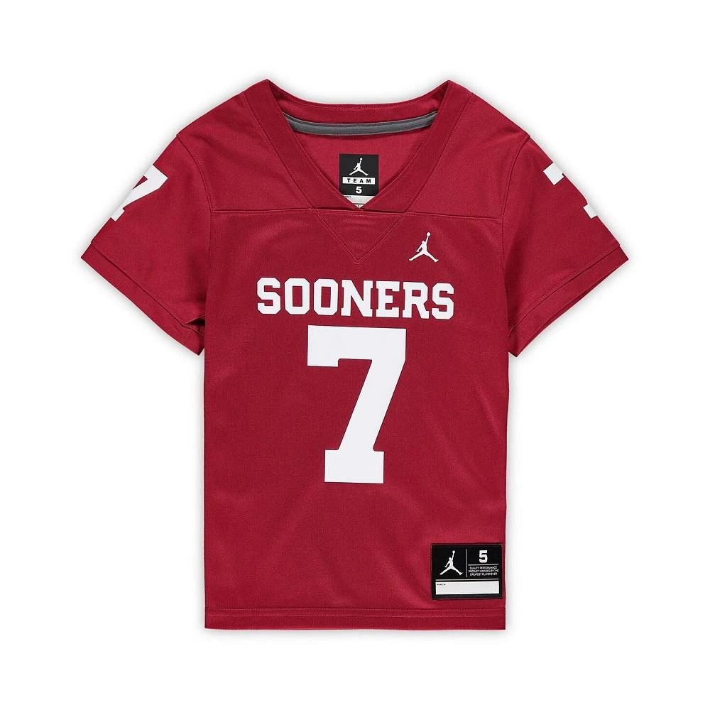 商品Jordan|Preschool Unisex Brand #7 Crimson Oklahoma Sooners Replica Football Jersey,价格¥413,第2张图片详细描述