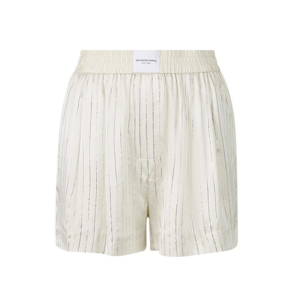 Alexander Wang Crystal-Embellished Striped Shorts商品第1张图片规格展示