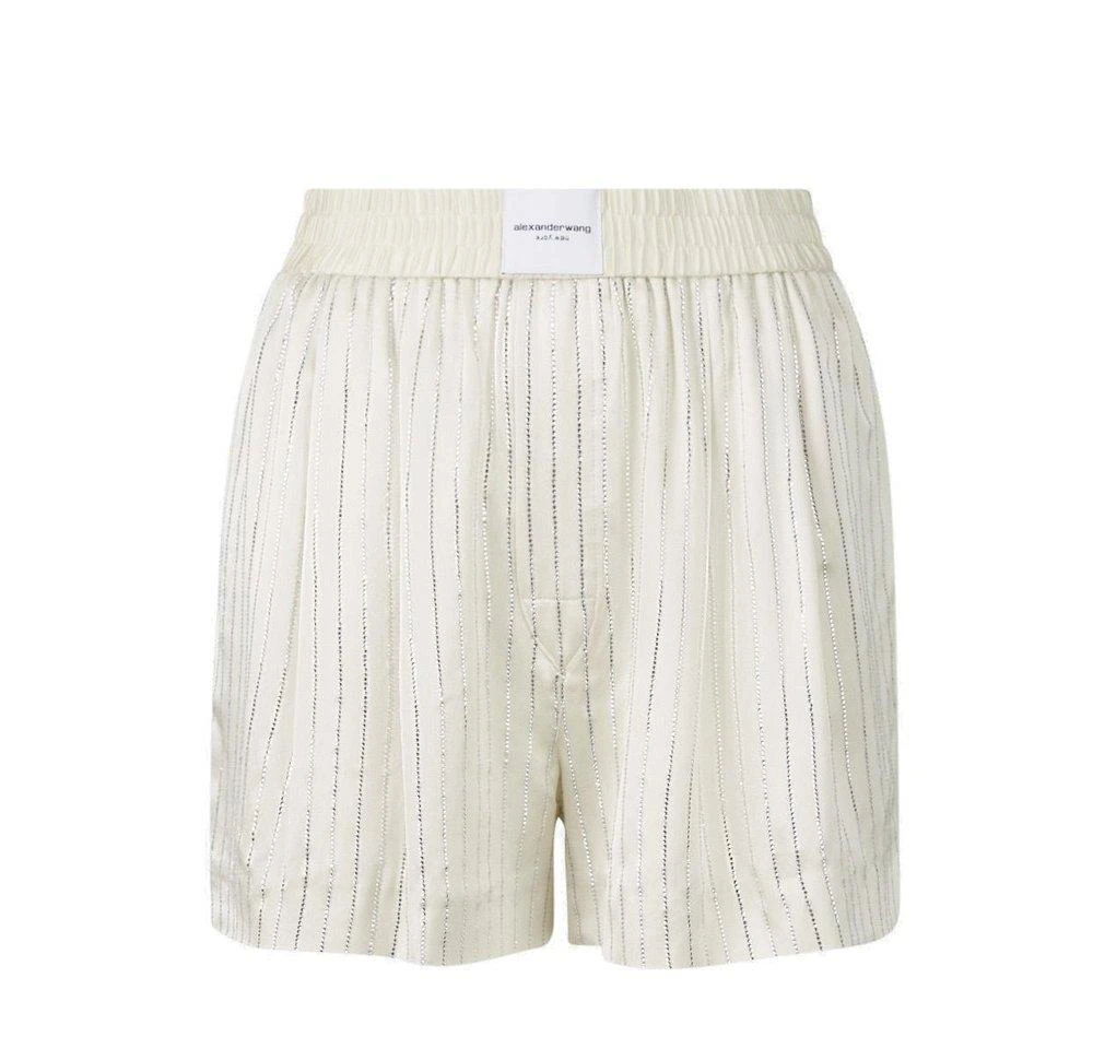 商品Alexander Wang|Alexander Wang Crystal-Embellished Striped Shorts,价格¥4597,第1张图片